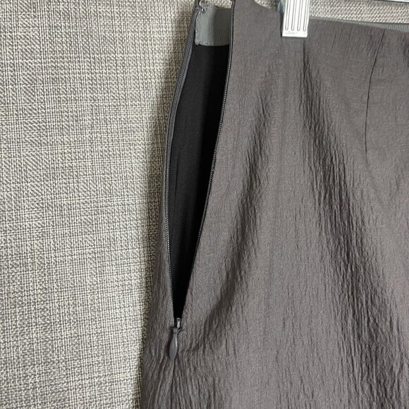THEORY Skirt Womens 10 Grey High Waist Greystone Texture Stretch Miniskirt New - Picture 11 of 12